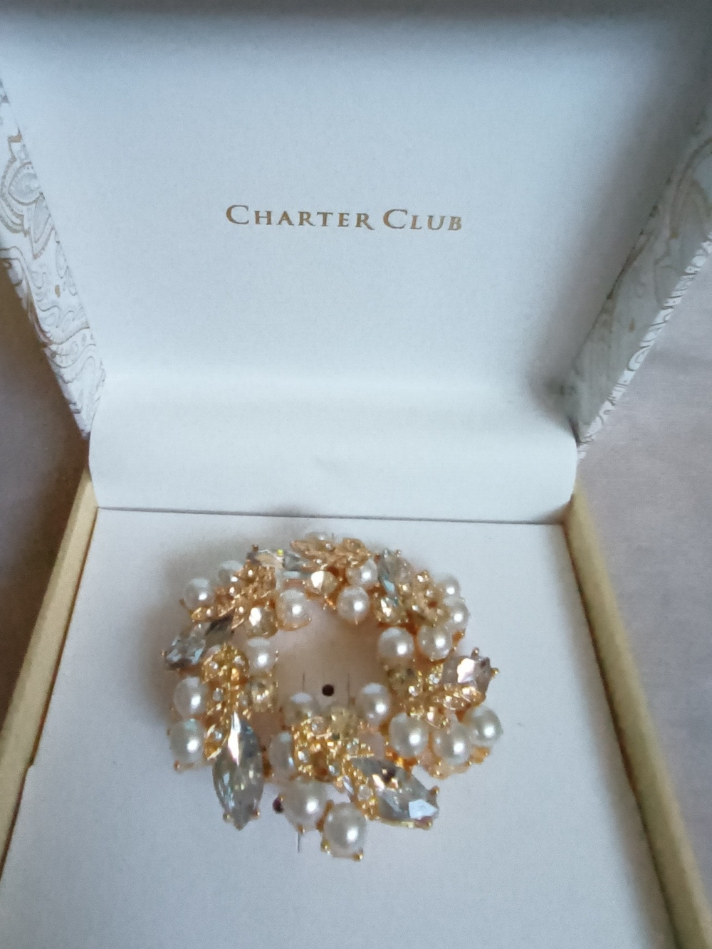 CHARTER CLUB PEARL WREATH BROOCH